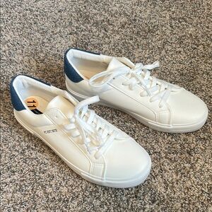 White and Blue Low-Top Sneakers - French Connection